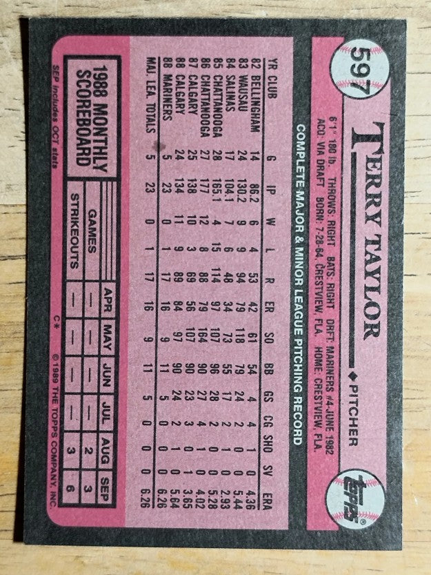 1989 Topps #597 Terry Taylor RC