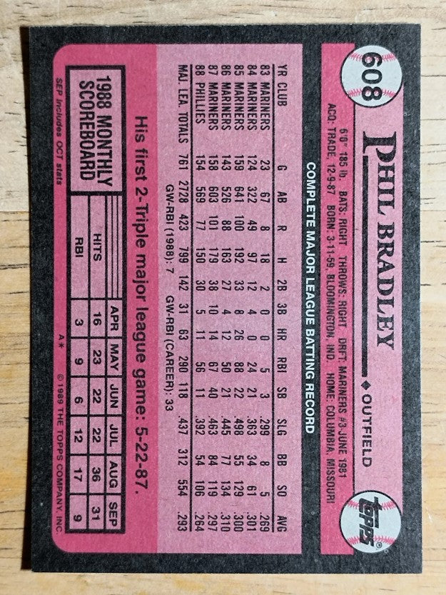1989 Topps #608 Phil Bradley