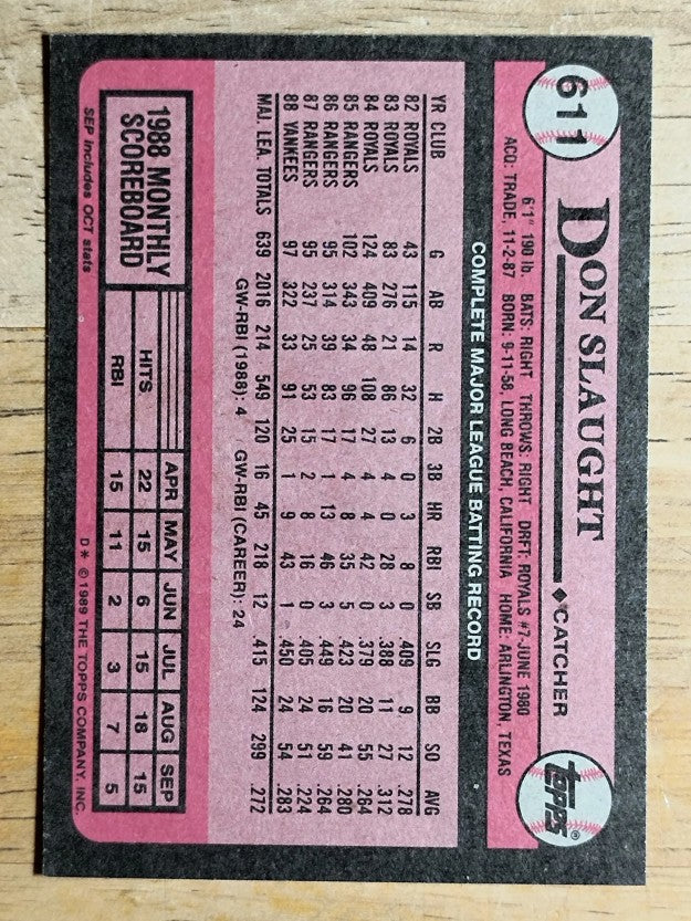 1989 Topps #611 Don Slaught