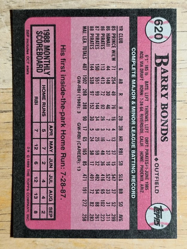 1989 Topps #620 Barry Bonds