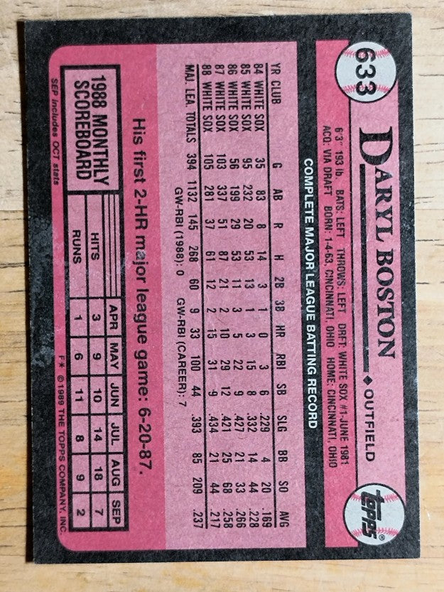 1989 Topps #633 Daryl Boston