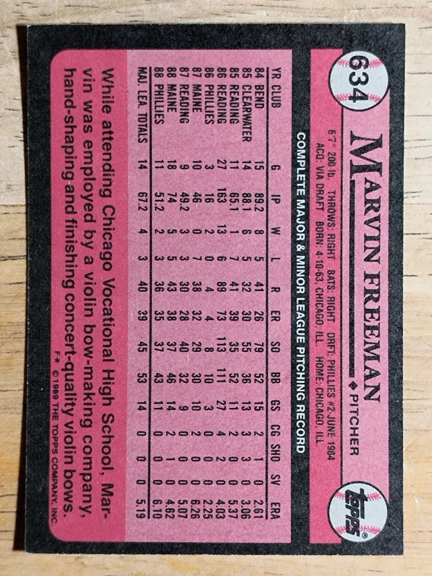 1989 Topps #634 Marvin Freeman