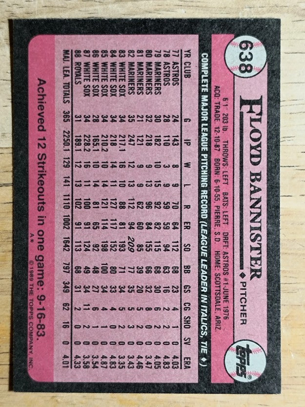 1989 Topps #638 Floyd Bannister