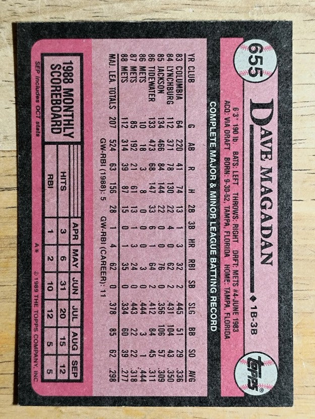 1989 Topps #655 Dave Magadan