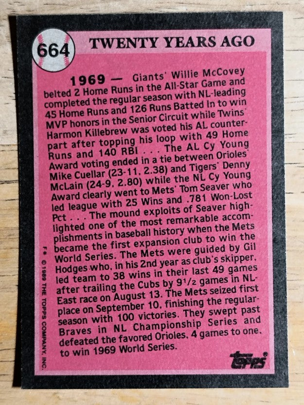 1989 Topps #664 Gil Hodges TBC 69