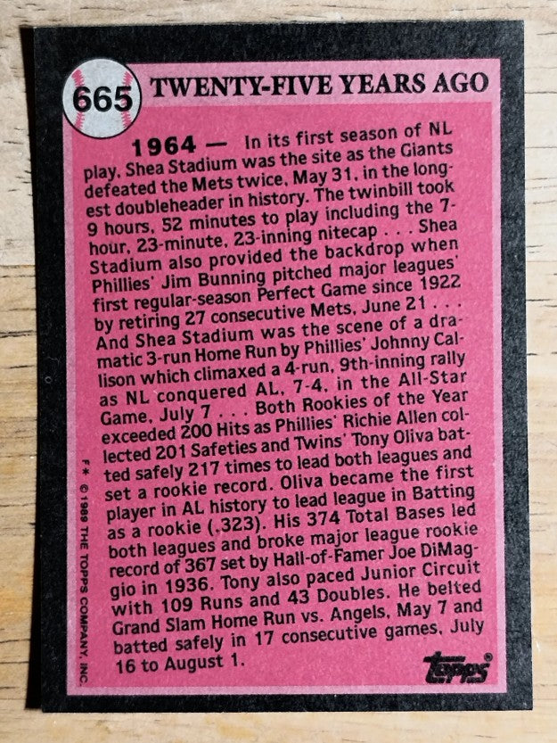 1989 Topps #665B Tony Oliva TBC 64/COR