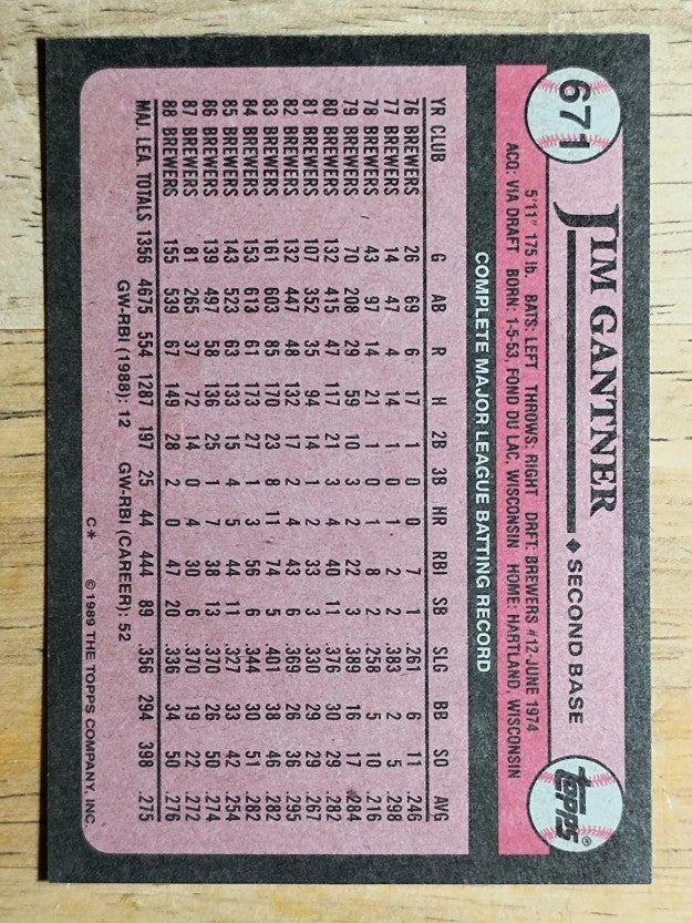 1989 Topps #671 Jim Gantner