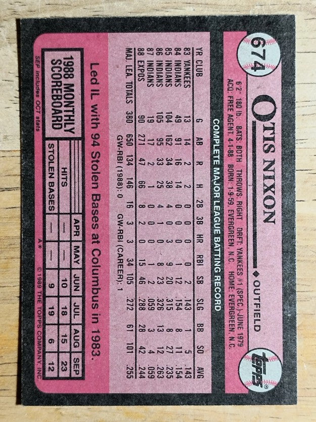 1989 Topps #674 Otis Nixon