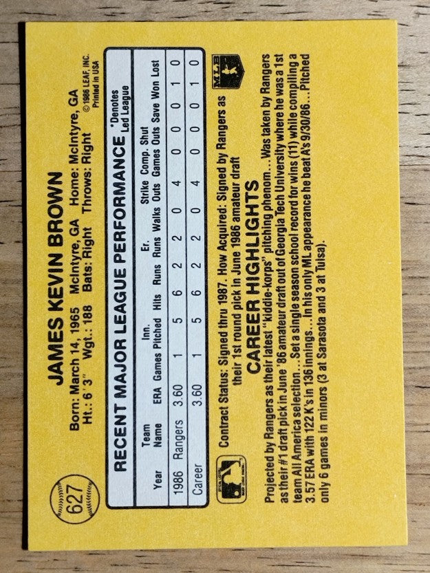 1987 Donruss #627 Kevin Brown RC