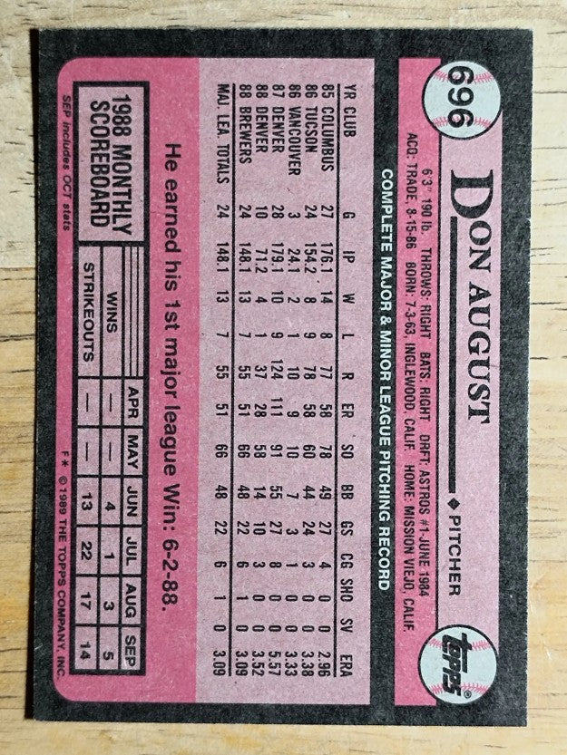 1989 Topps #696 Don August