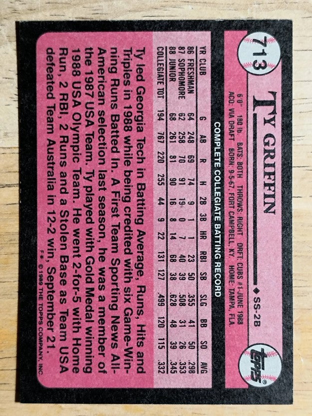 1989 Topps #713 Ty Griffin FDP