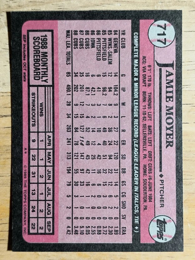 1989 Topps #717 Jamie Moyer
