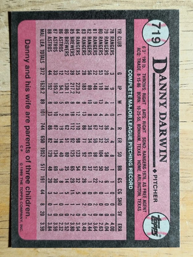 1989 Topps #719 Danny Darwin
