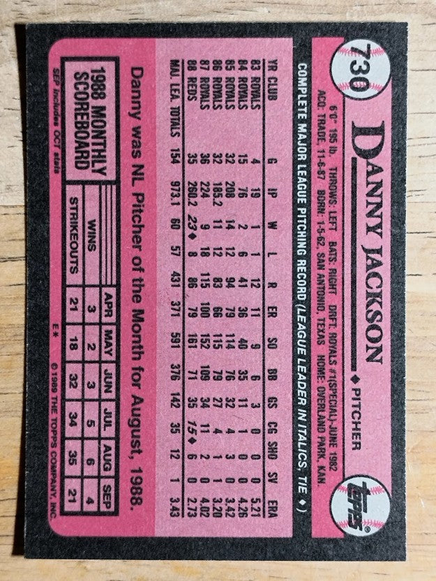 1989 Topps #730 Danny Jackson
