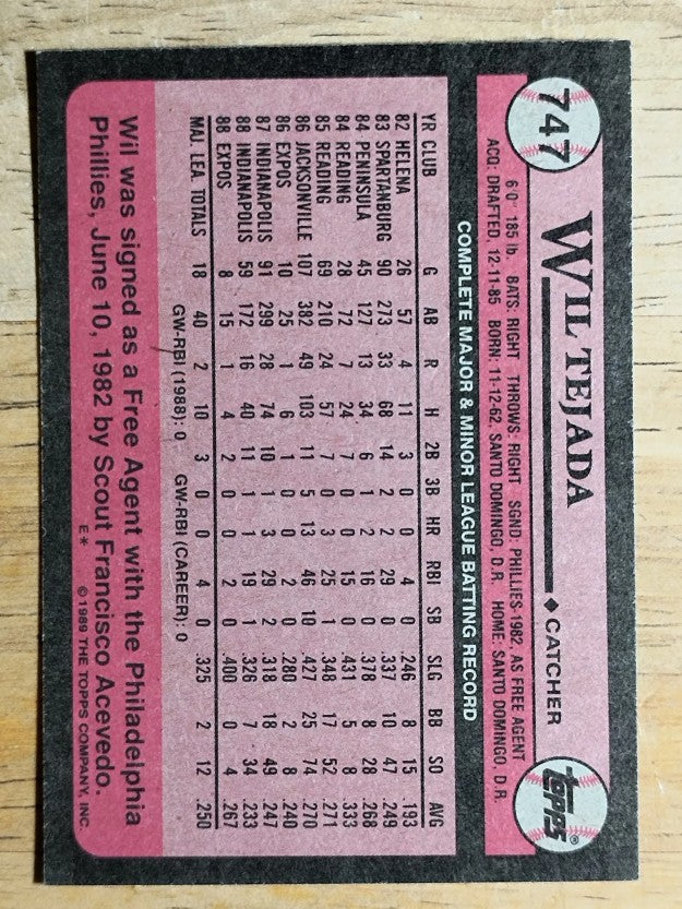 1989 Topps #747 Wil Tejada