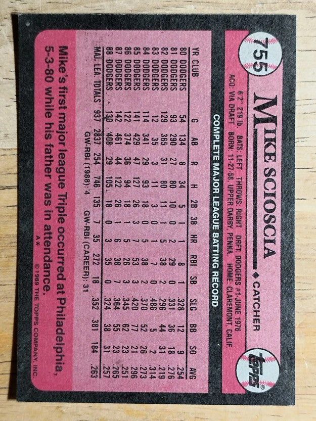1989 Topps #755 Mike Scioscia