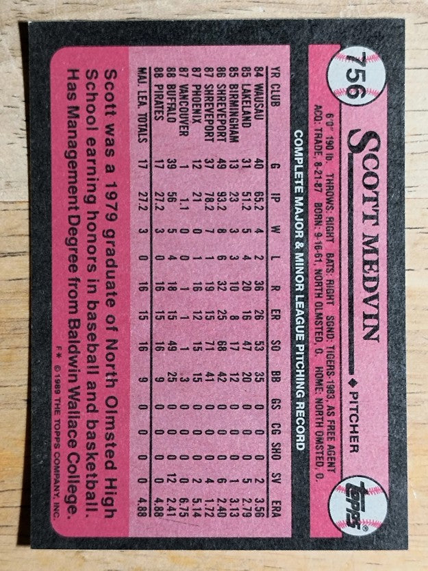 1989 Topps #756 Scott Medvin