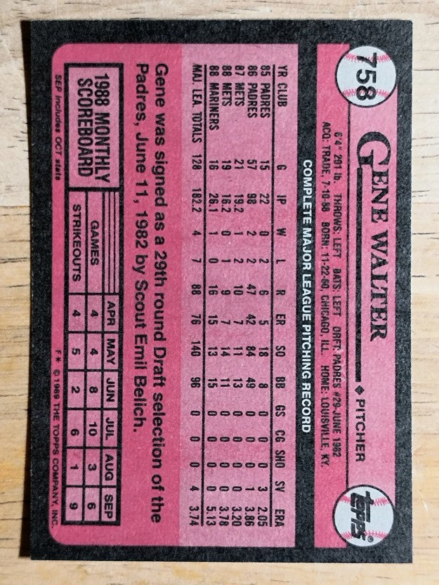 1989 Topps #758 Gene Walter