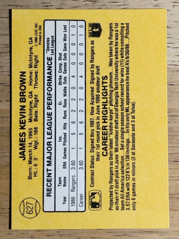 1987 Donruss #627 Kevin Brown RC