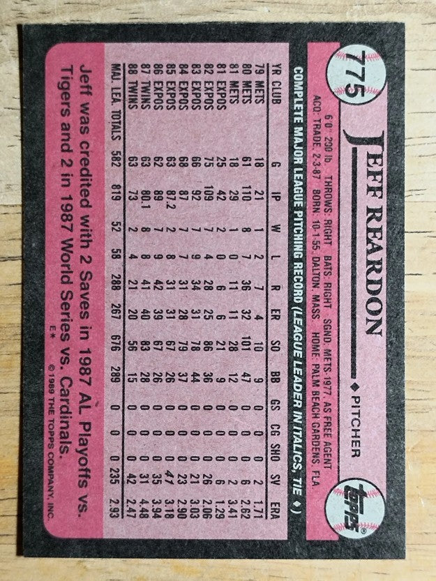 1989 Topps #775 Jeff Reardon