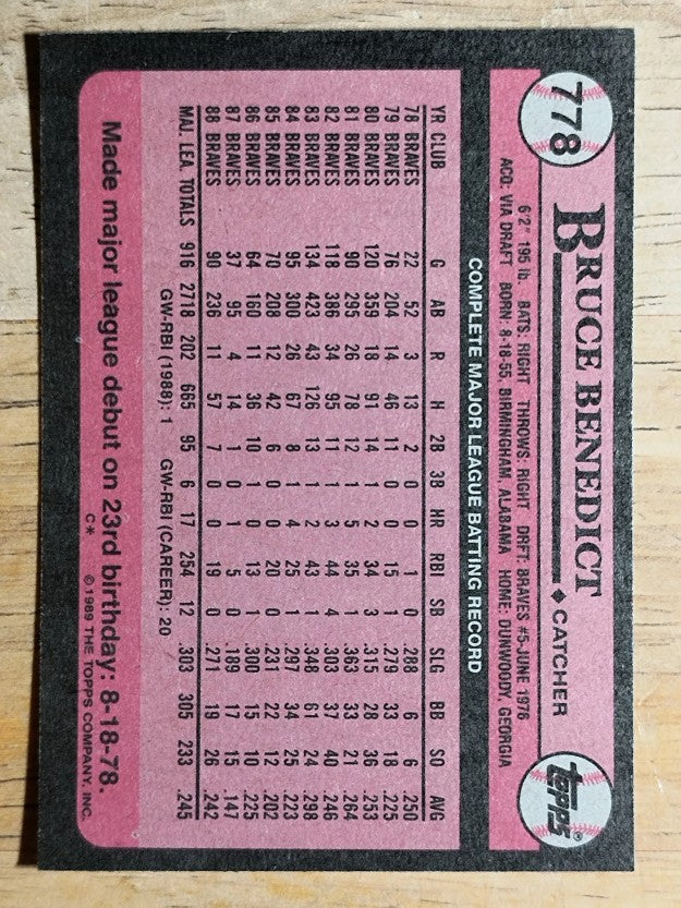 1989 Topps #778 Bruce Benedict