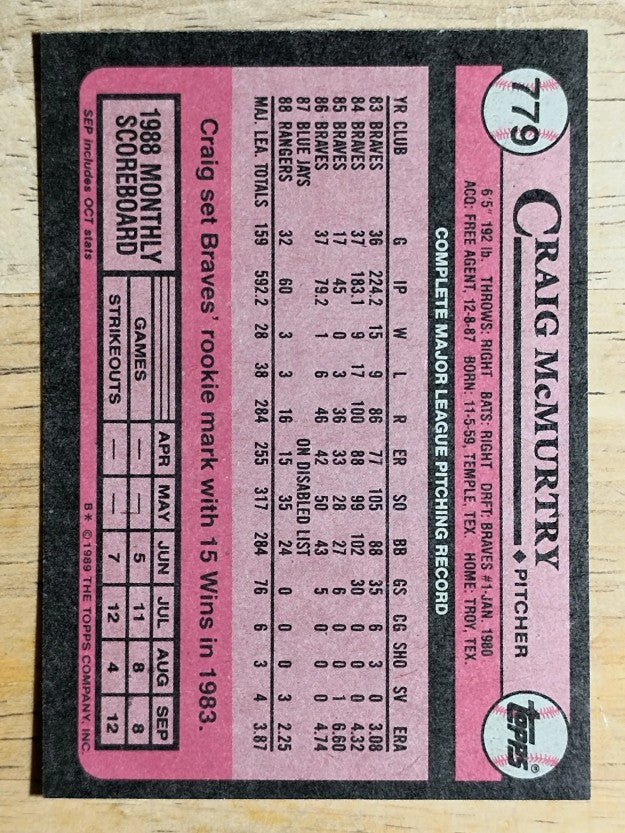 1989 Topps #779 Craig McMurtry