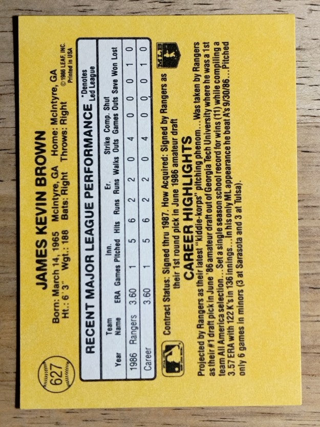 1987 Donruss #627 Kevin Brown RC