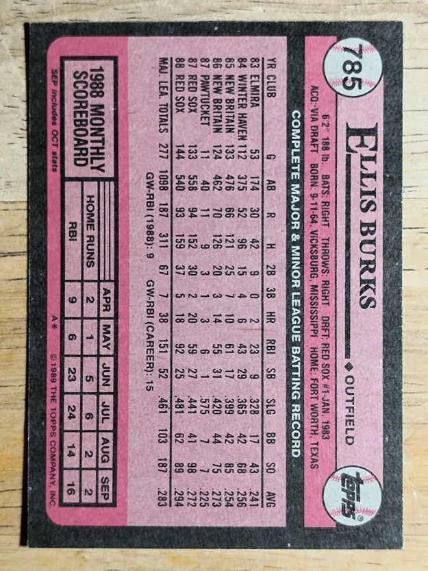 1989 Topps #785 Ellis Burks