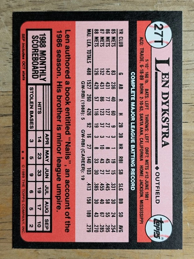 1989 Topps Traded #27T Len Dykstra