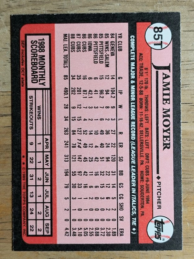 1989 Topps Traded #85T Jamie Moyer