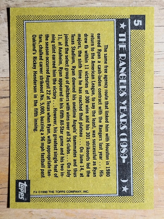 1990 Topps #5 Nolan Ryan Rangers