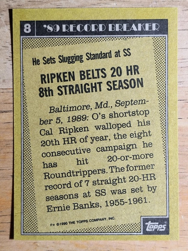 1990 Topps #8 Cal Ripken RB