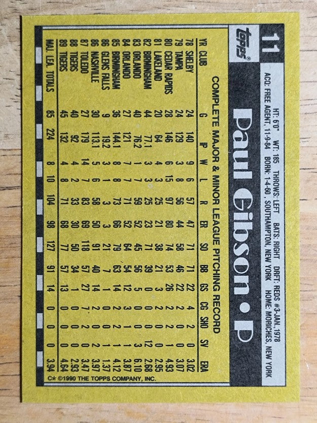 1990 Topps #11 Paul Gibson