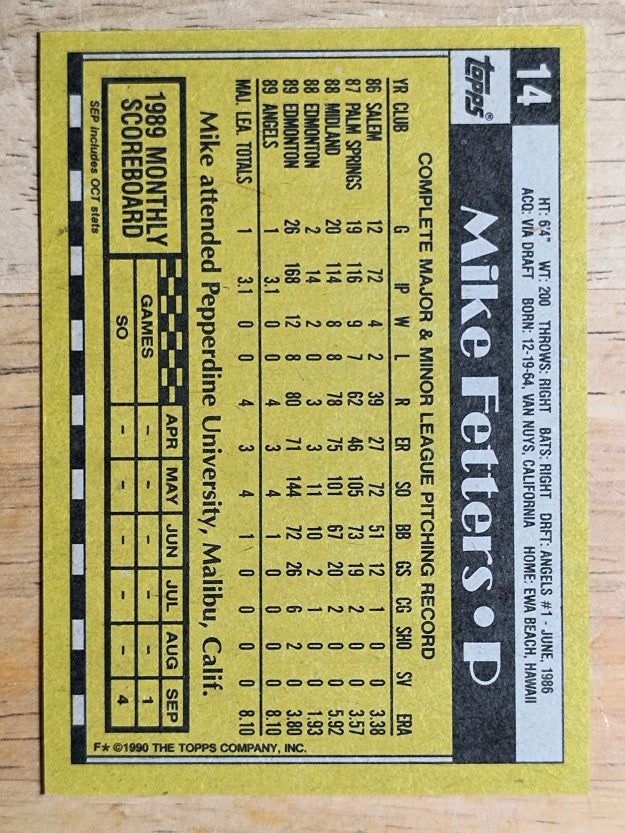 1990 Topps #14 Mike Fetters RC