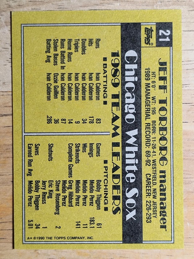 1990 Topps #21 Jeff Torborg MG
