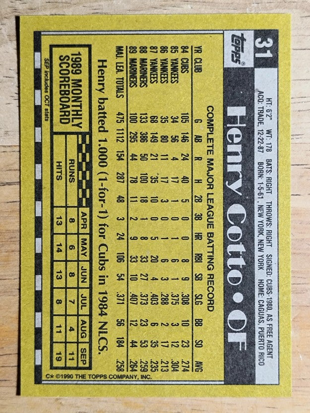 1990 Topps #31 Henry Cotto