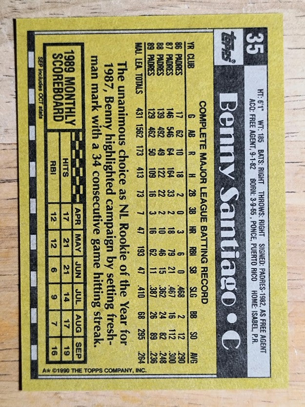 1990 Topps #35 Benito Santiago