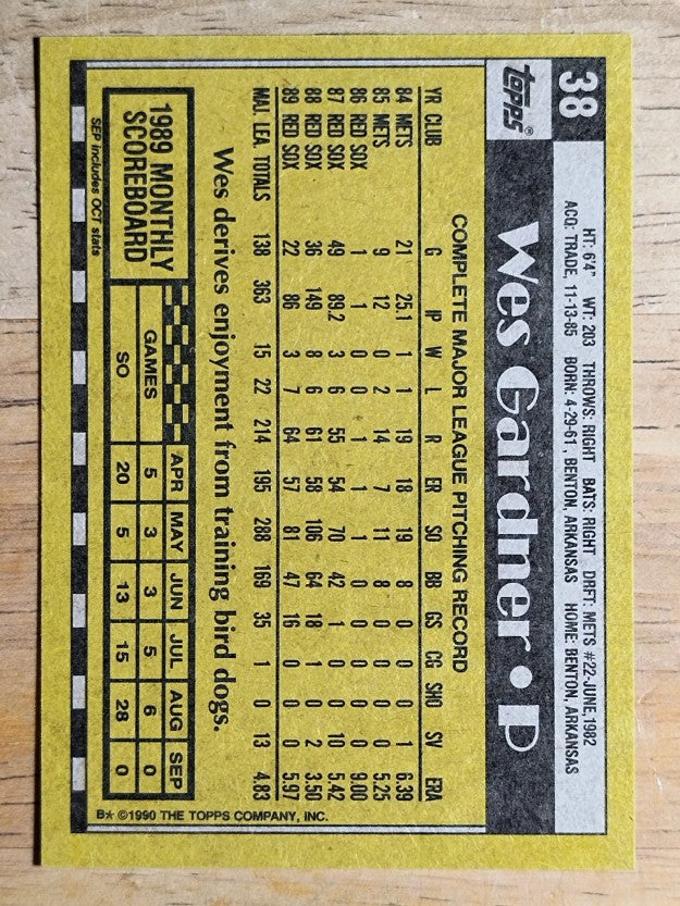 1990 Topps #38 Wes Gardner