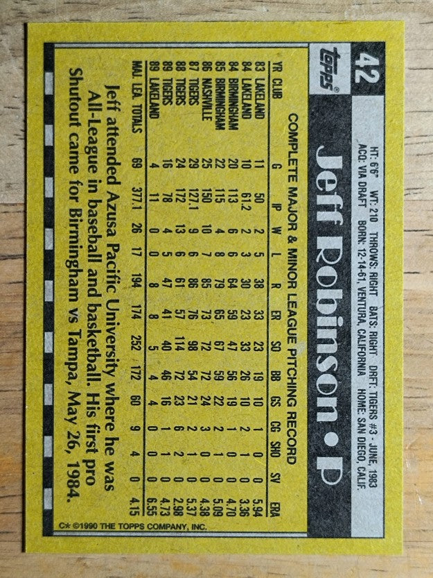 1990 Topps #42 Jeff M. Robinson