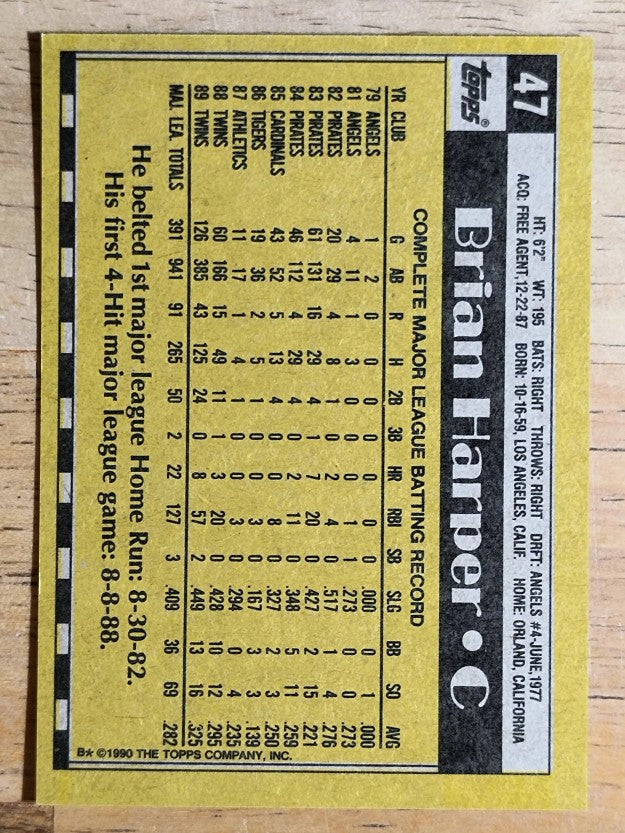 1990 Topps #47 Brian Harper