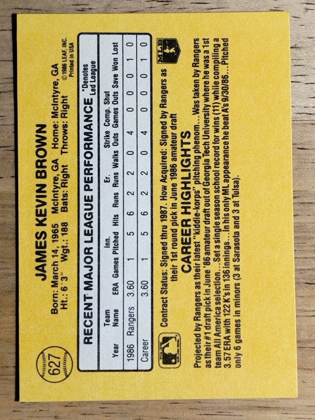 1987 Donruss #627 Kevin Brown RC