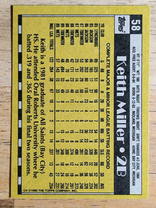 1990 Topps #58 Keith Miller