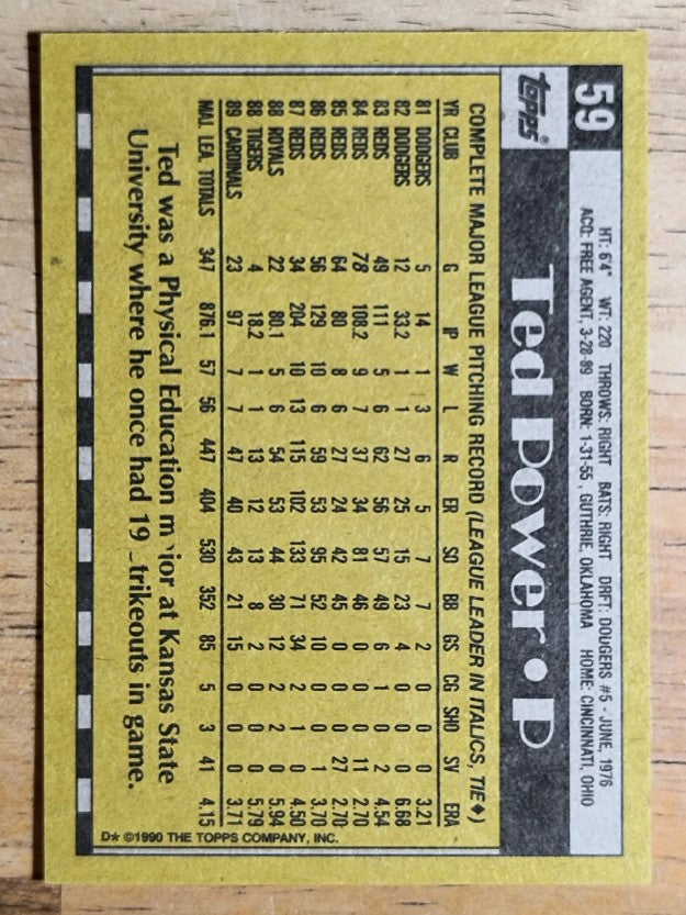 1990 Topps #59 Ted Power