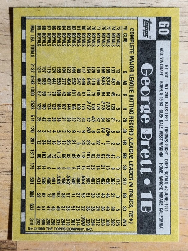 1990 Topps #60 George Brett