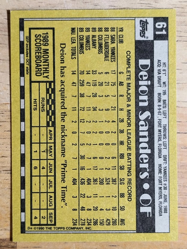 1990 Topps #61 Deion Sanders