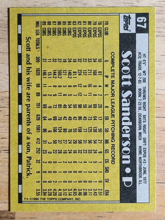 1990 Topps #67 Scott Sanderson