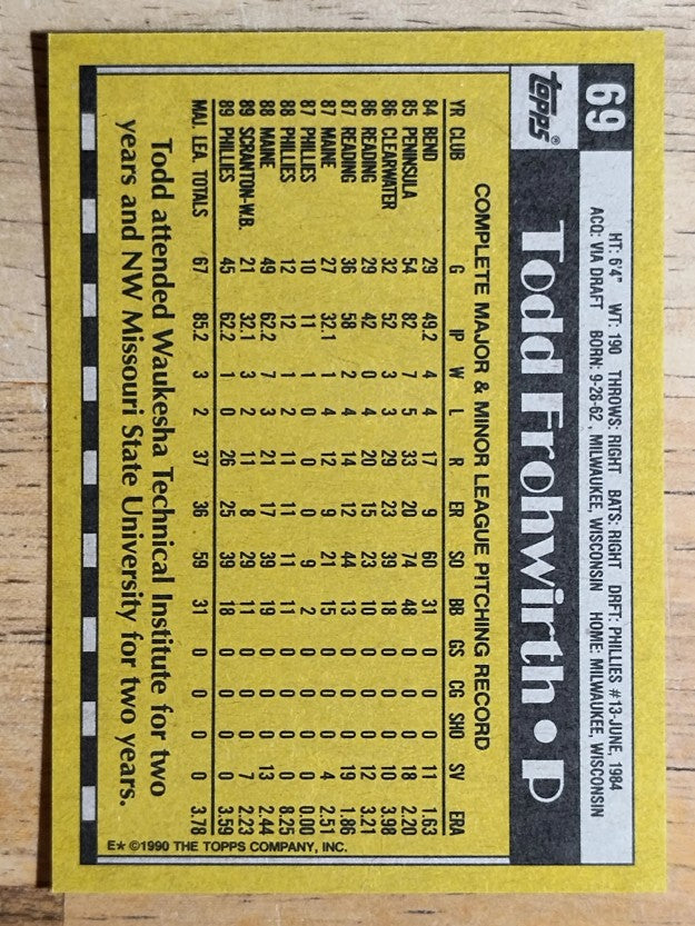 1990 Topps #69 Todd Frohwirth