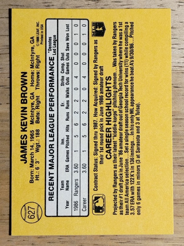 1987 Donruss #627 Kevin Brown RC