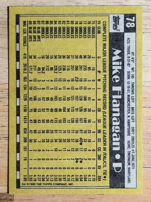 1990 Topps #78 Mike Flanagan