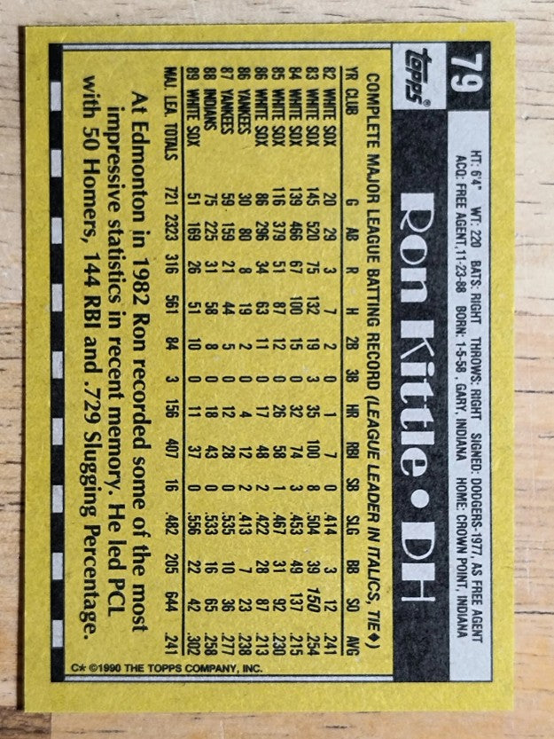 1990 Topps #79 Ron Kittle